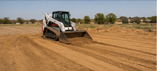 Rough grading at a construction site